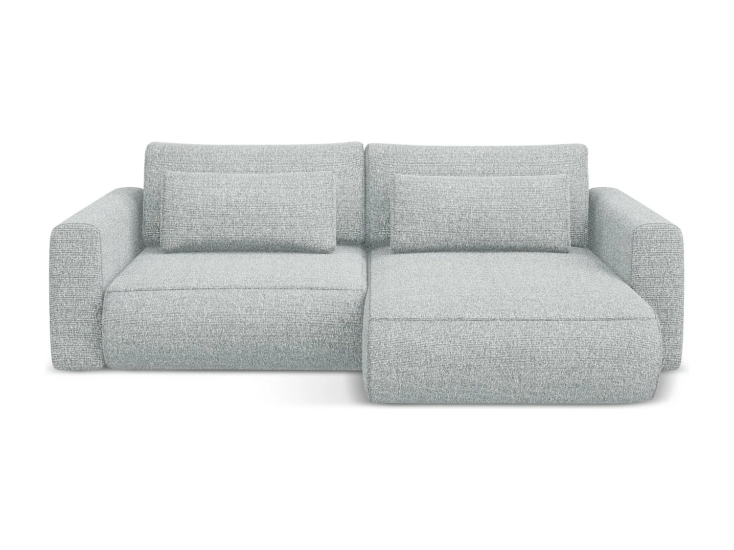 Sofá de canto direito convertível 2,5 lugares em tecido texturizado prata - KAPUA