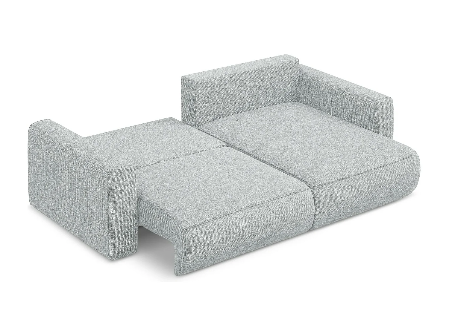 Sofá de canto direito convertível 2,5 lugares em tecido texturizado prata - KAPUA