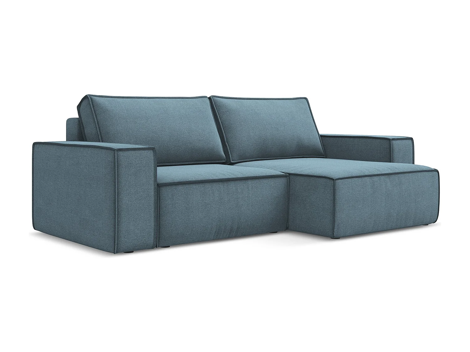 2-Sitzer Ecksofa mit Schlaffunktion - Ecke Rechts - Strukturstoff - Hellblau - KIMO