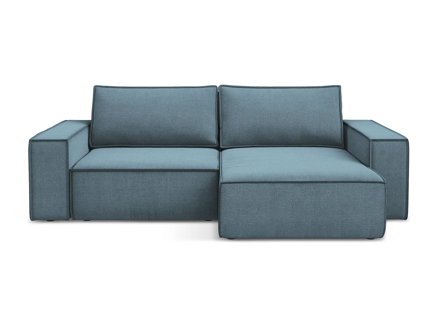 2-Sitzer Ecksofa mit Schlaffunktion - Ecke Rechts - Strukturstoff - Hellblau - KIMO