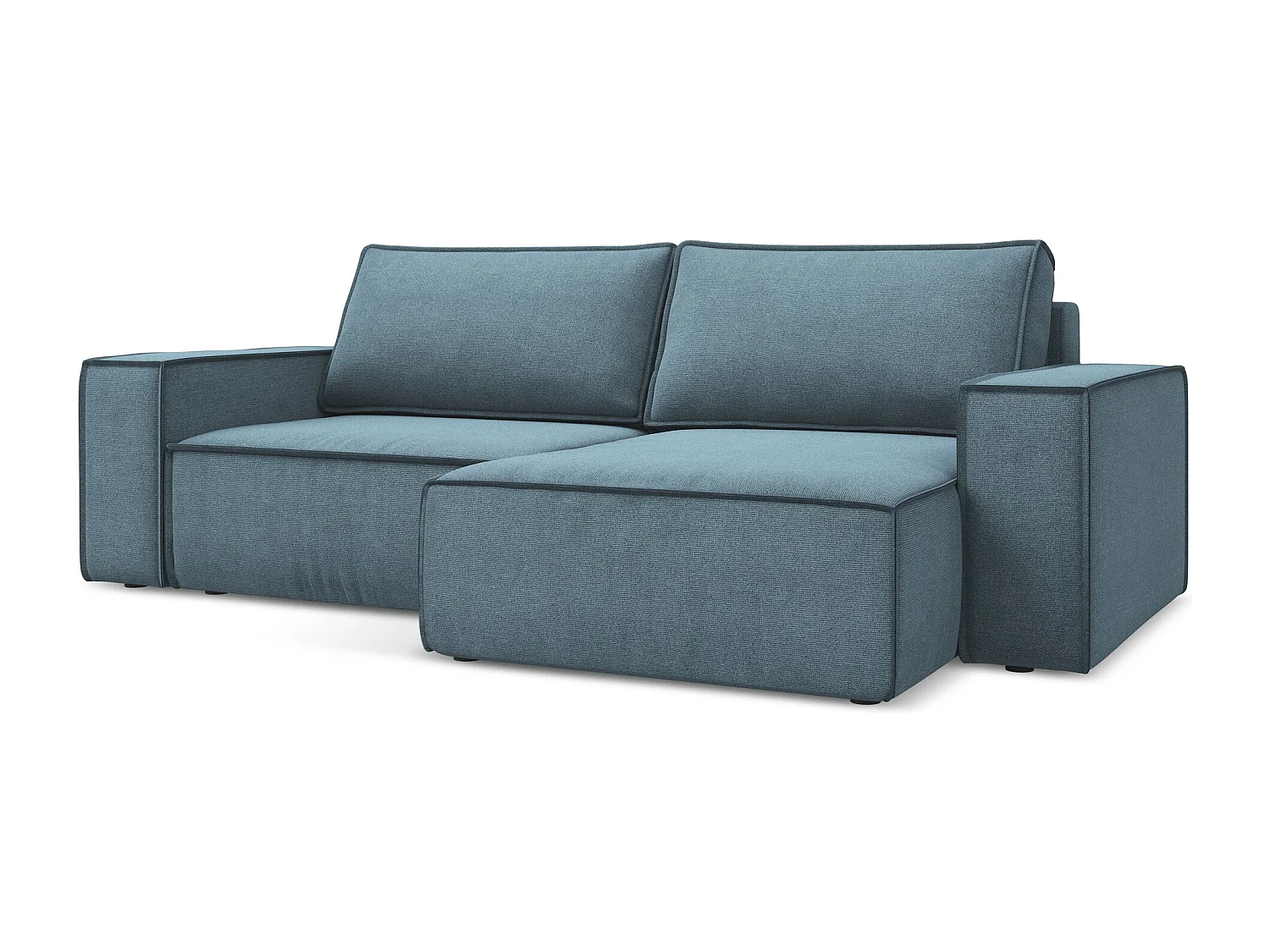 2-Sitzer Ecksofa mit Schlaffunktion - Ecke Rechts - Strukturstoff - Hellblau - KIMO