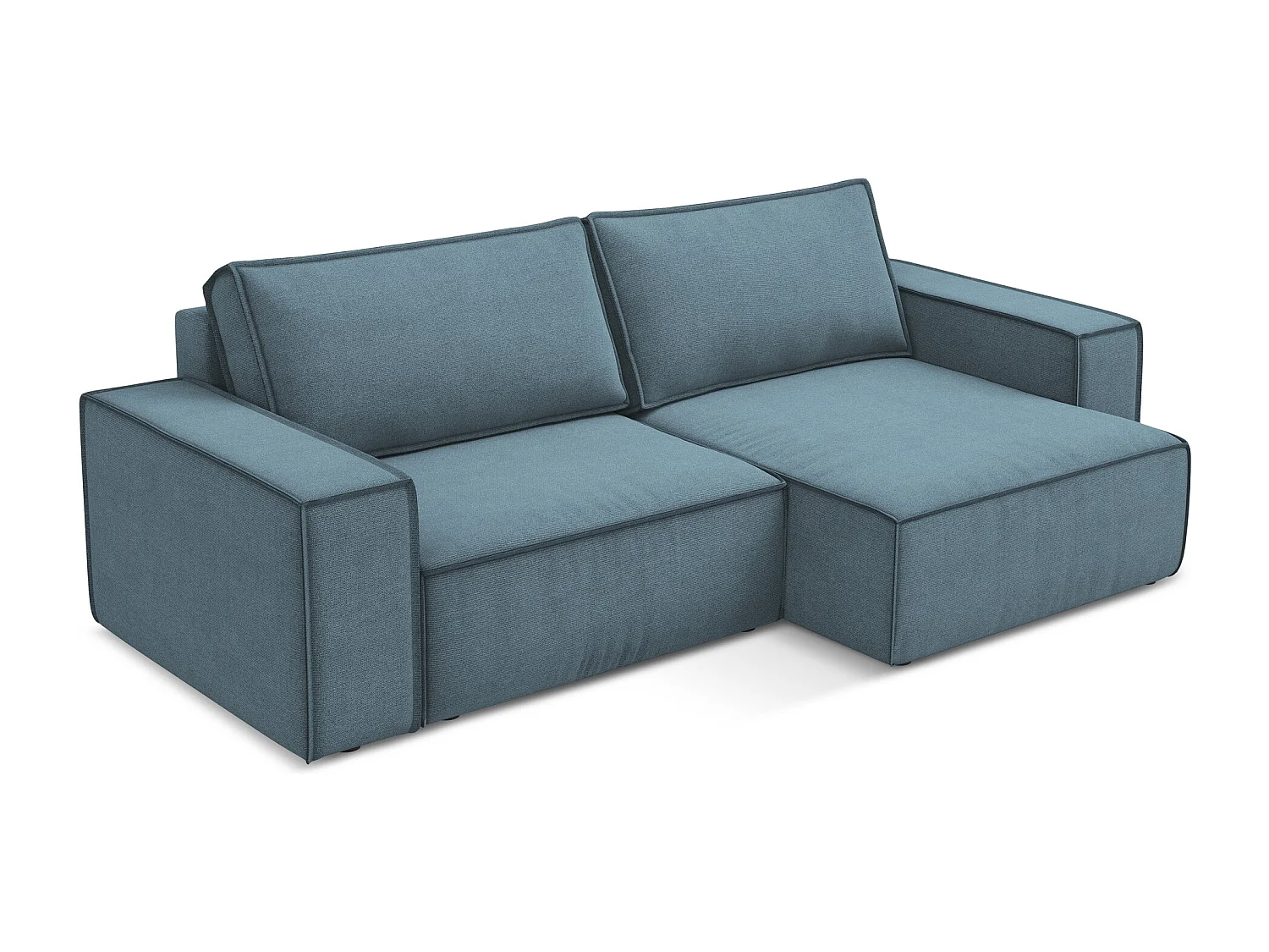 2-Sitzer Ecksofa mit Schlaffunktion - Ecke Rechts - Strukturstoff - Hellblau - KIMO
