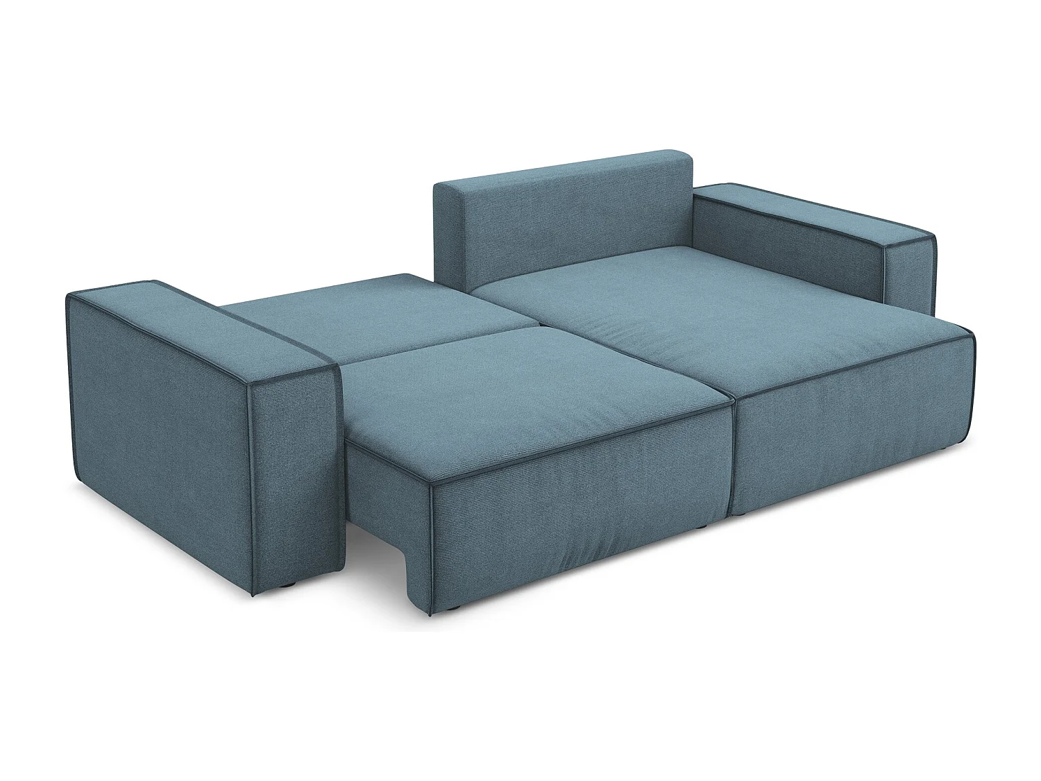 2-Sitzer Ecksofa mit Schlaffunktion - Ecke Rechts - Strukturstoff - Hellblau - KIMO