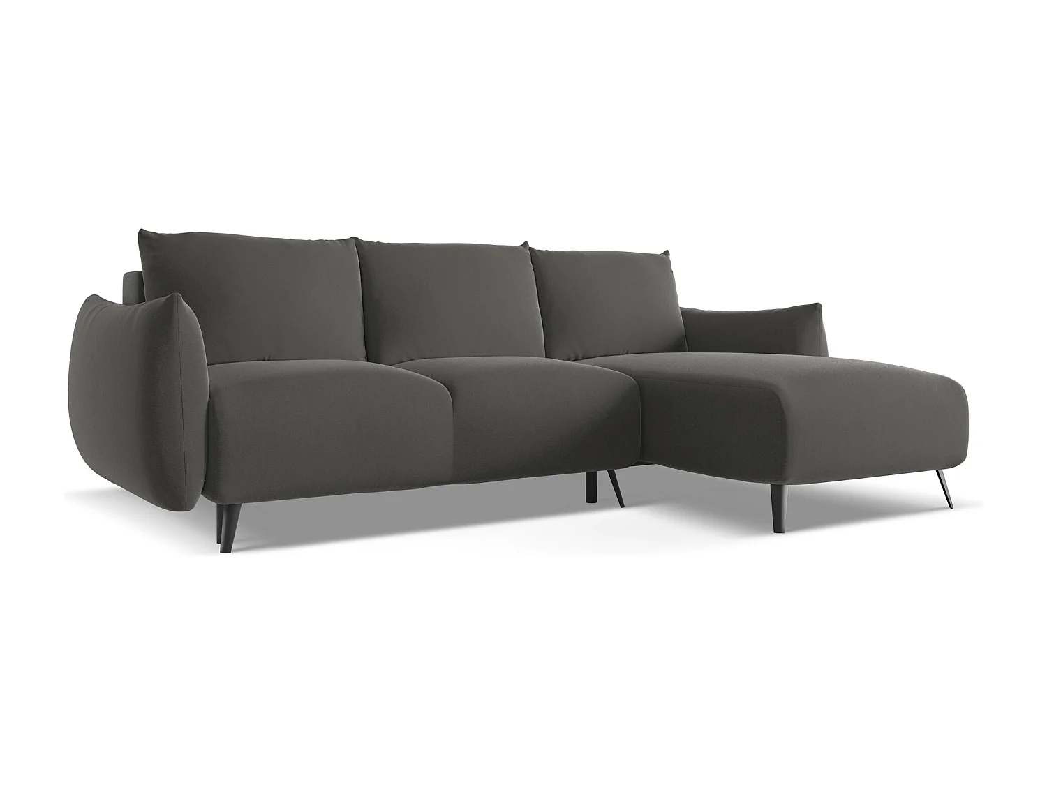 Ecksofa mit Schlaffunktion - Ecke Rechts - Samt - Stahl - MALIE