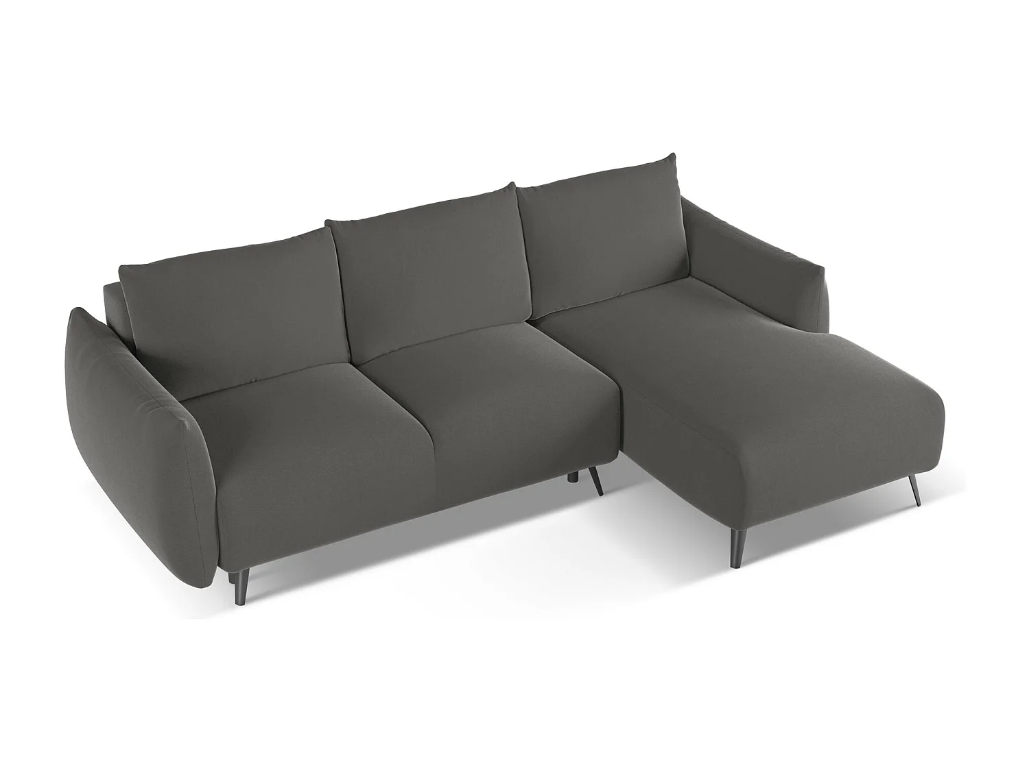 Ecksofa mit Schlaffunktion - Ecke Rechts - Samt - Stahl - MALIE