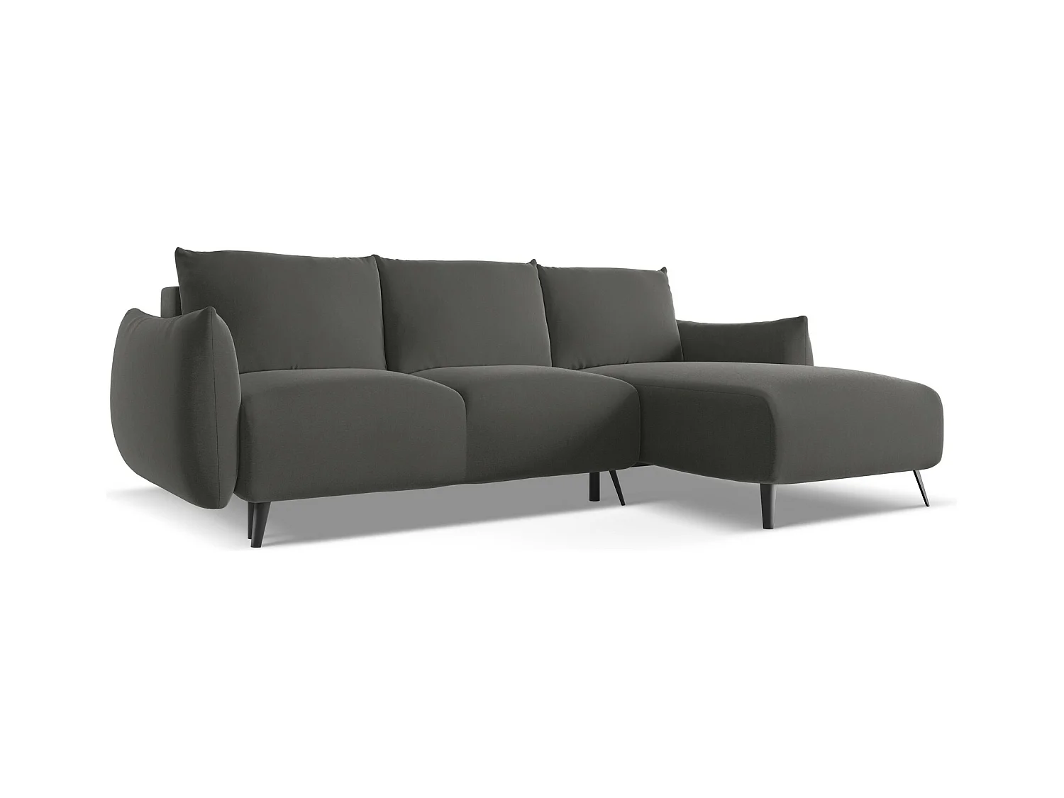 Ecksofa mit Schlaffunktion - Ecke Rechts - Samt - Stahl - MALIE