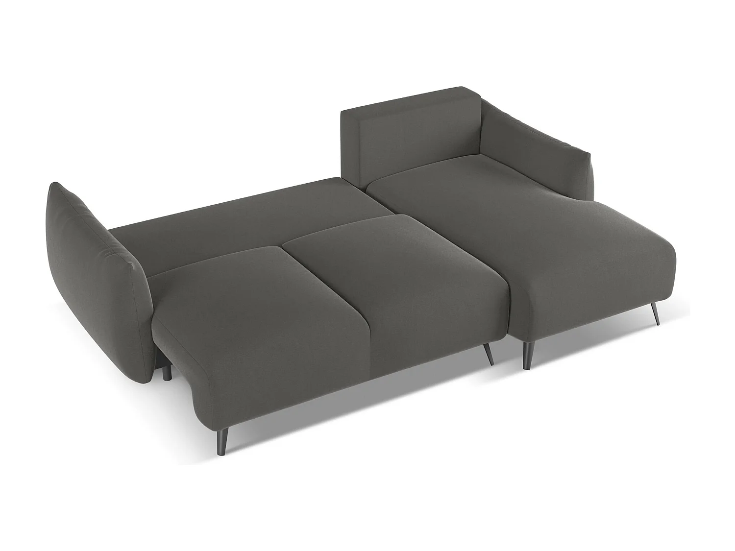 Canapé d'angle droit convertible en velours - acier - MALIE