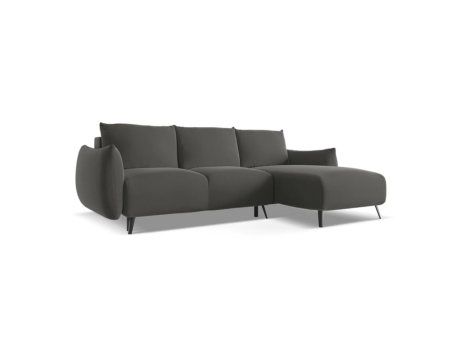 Ecksofa mit Schlaffunktion - Ecke Rechts - Samt - Stahl - GENOVA