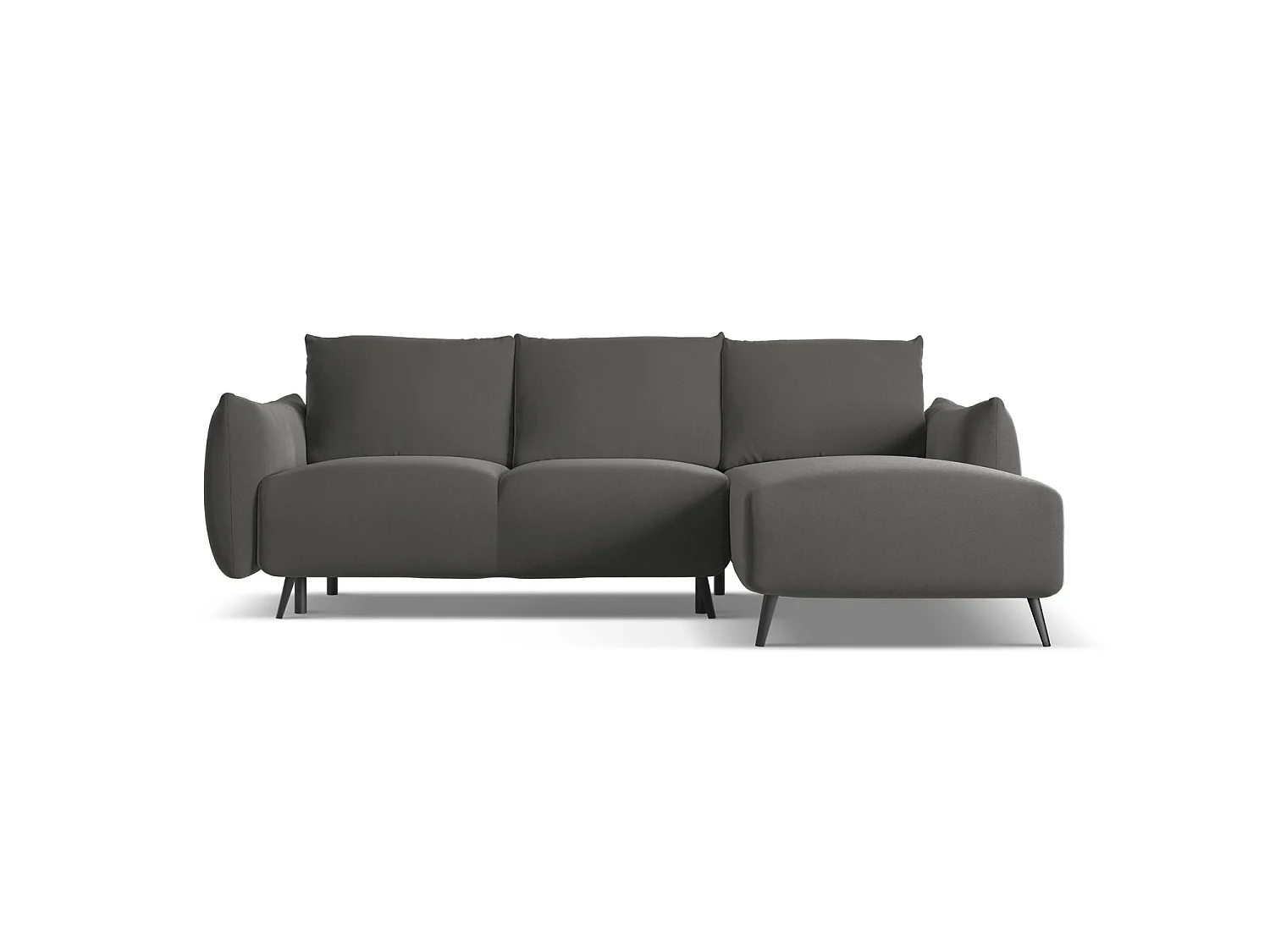 Ecksofa mit Schlaffunktion - Ecke Rechts - Samt - Stahl - GENOVA