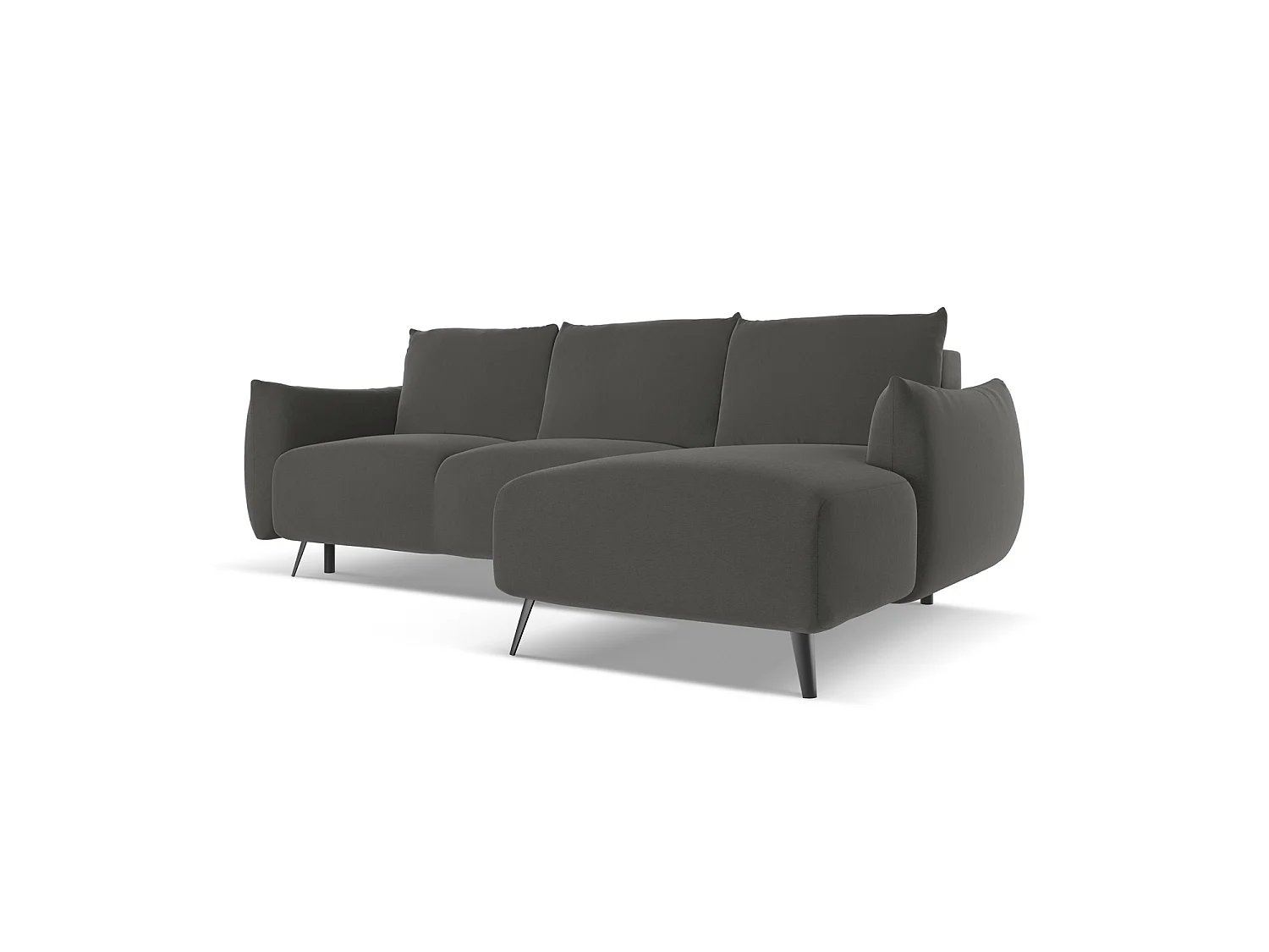 Ecksofa mit Schlaffunktion - Ecke Rechts - Samt - Stahl - GENOVA