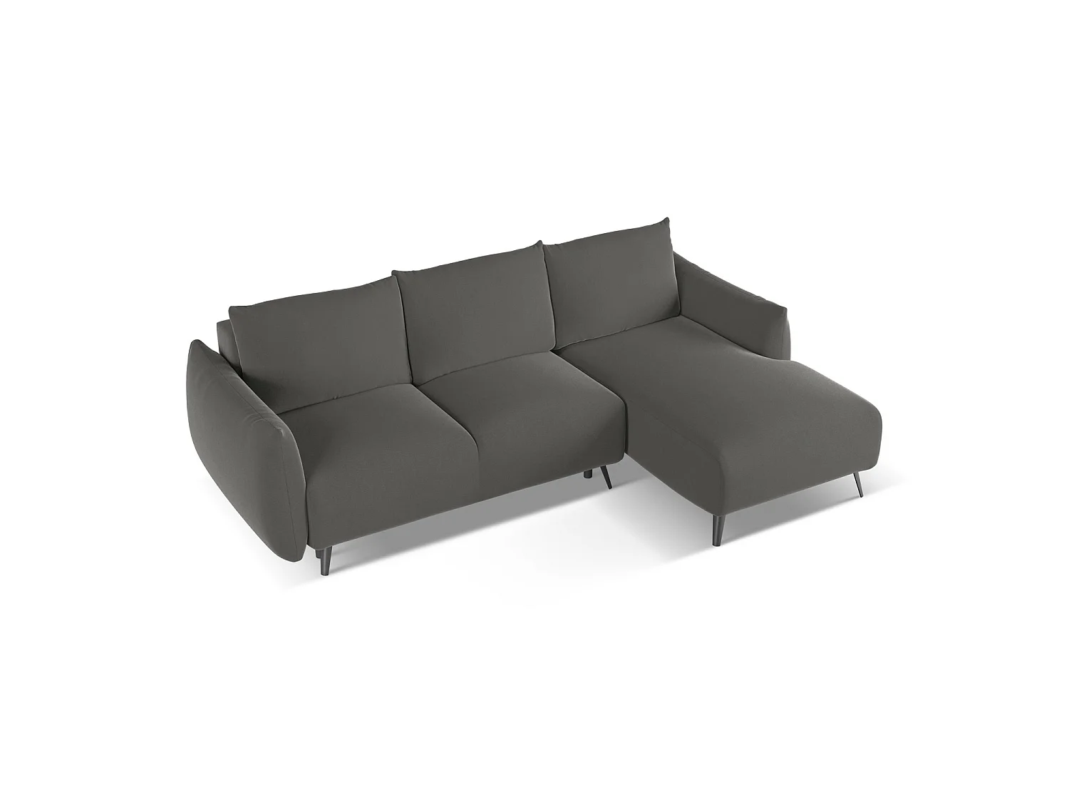 Ecksofa mit Schlaffunktion - Ecke Rechts - Samt - Stahl - GENOVA