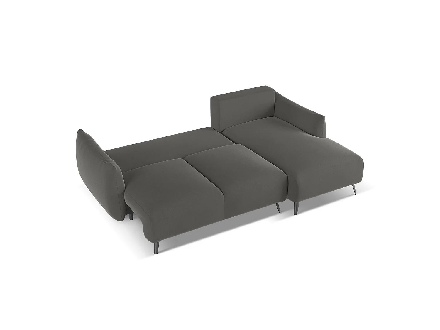 Ecksofa mit Schlaffunktion - Ecke Rechts - Samt - Stahl - GENOVA
