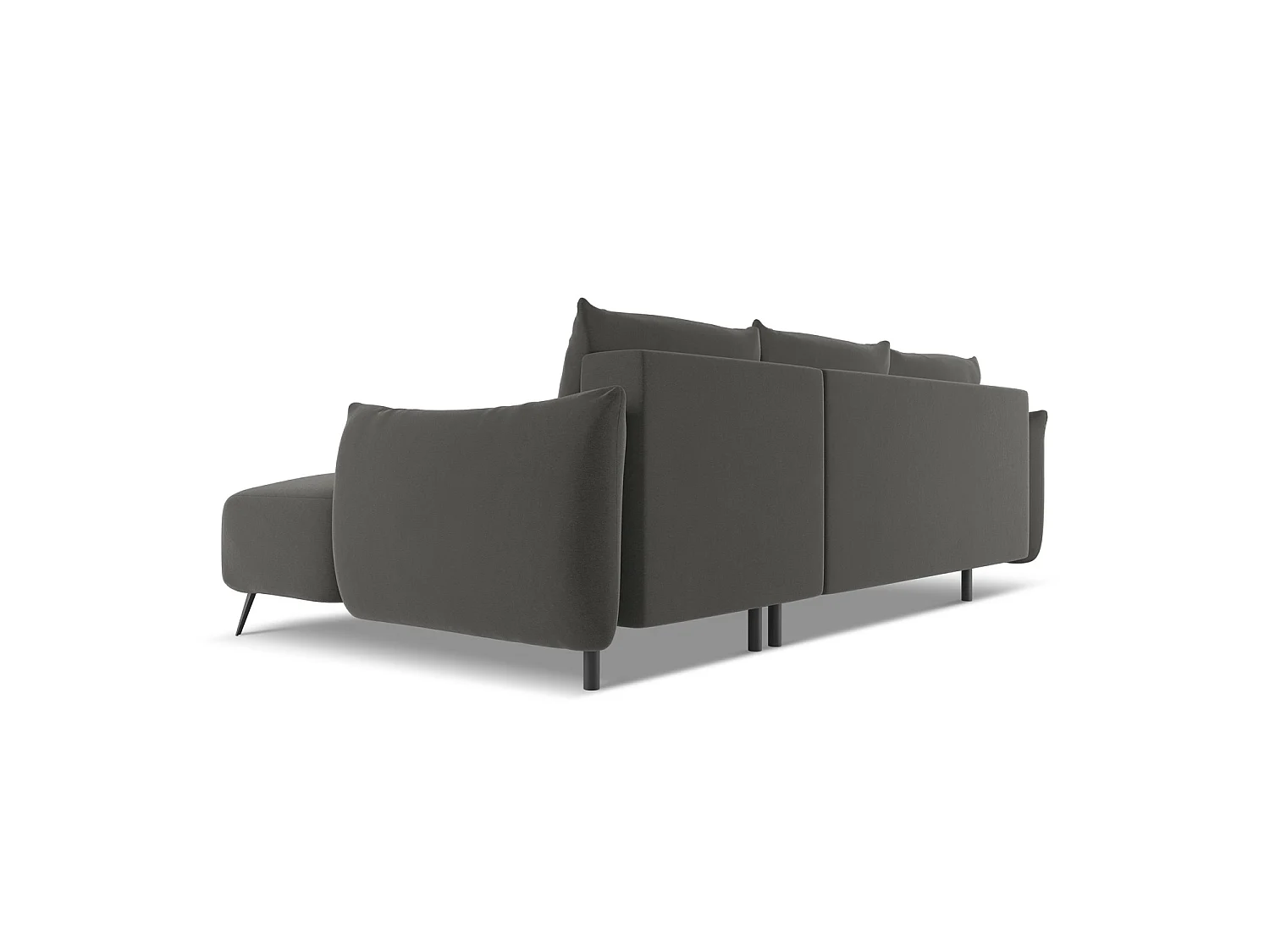 Ecksofa mit Schlaffunktion - Ecke Rechts - Samt - Stahl - GENOVA