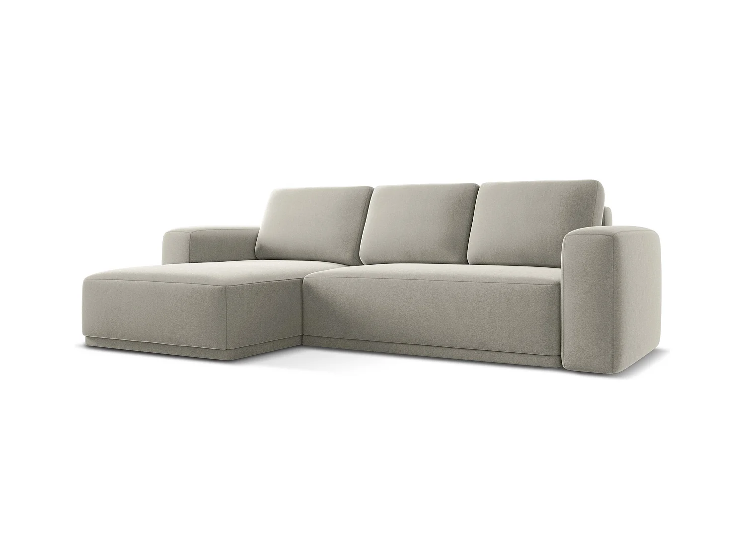 Canapé d'angle gauche convertible en velours - perle - KAILA