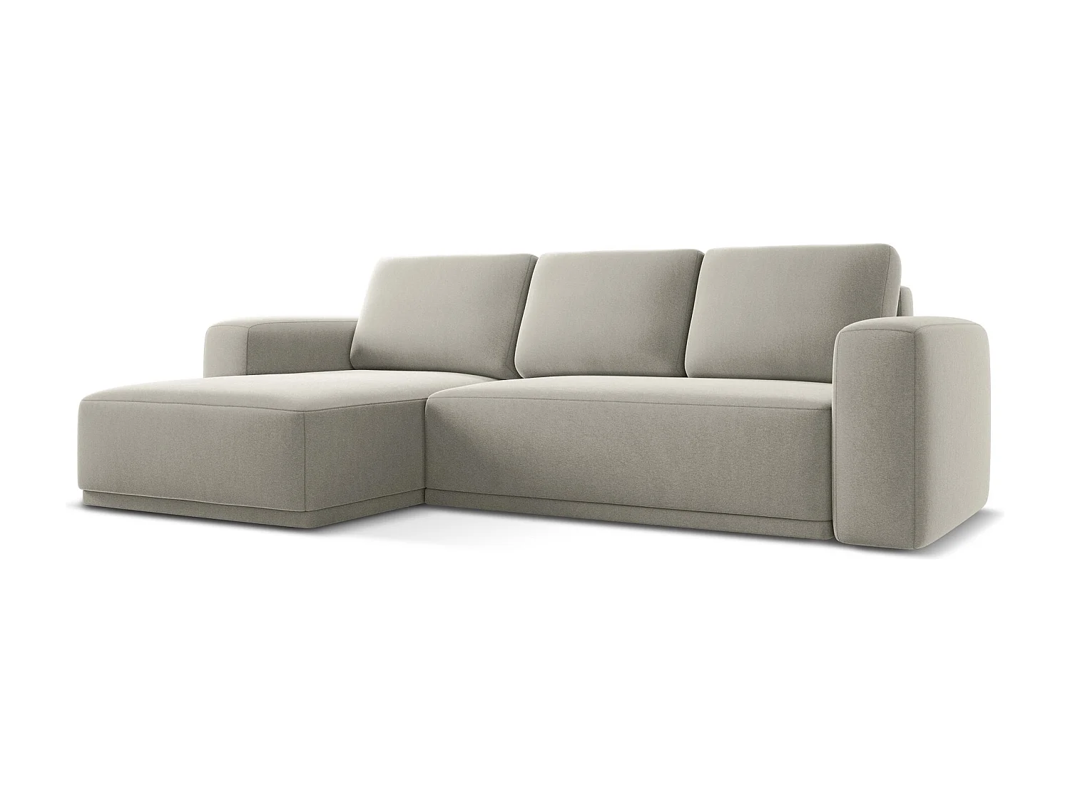3-Sitzer Ecksofa mit Schlaffunktion - Ecke Links - Samt - Perle - KAILA