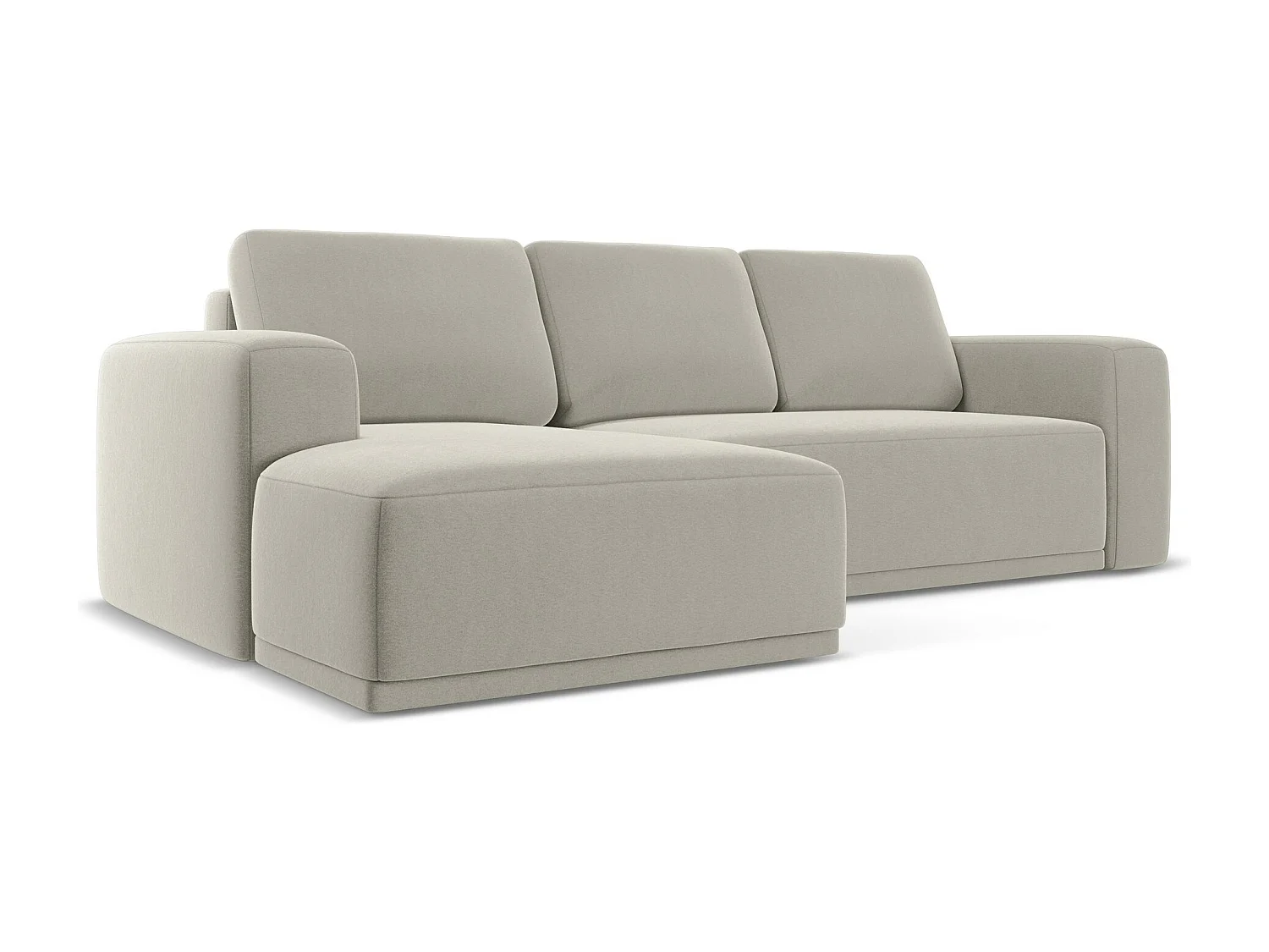 3-Sitzer Ecksofa mit Schlaffunktion - Ecke Links - Samt - Perle - KAILA
