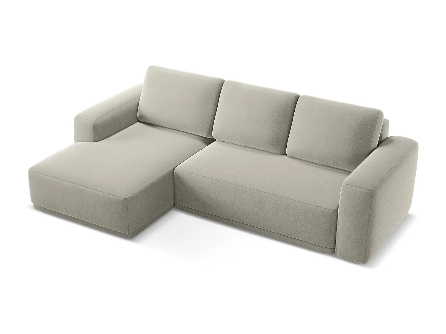 3-Sitzer Ecksofa mit Schlaffunktion - Ecke Links - Samt - Perle - KAILA