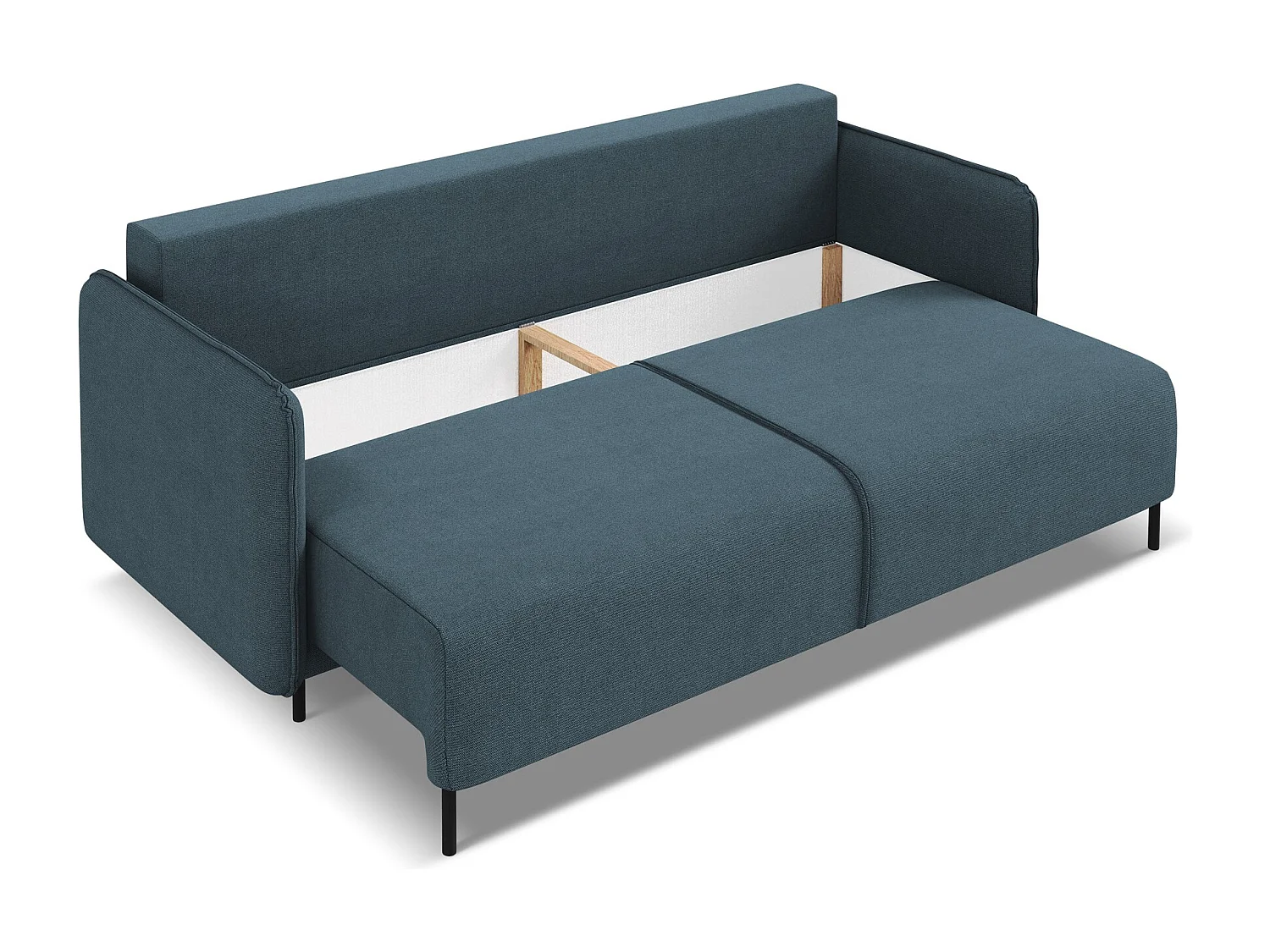 3-Sitzer Sofa mit Schlaffunktion - - Strukturstoff - Jeans - LUANA
