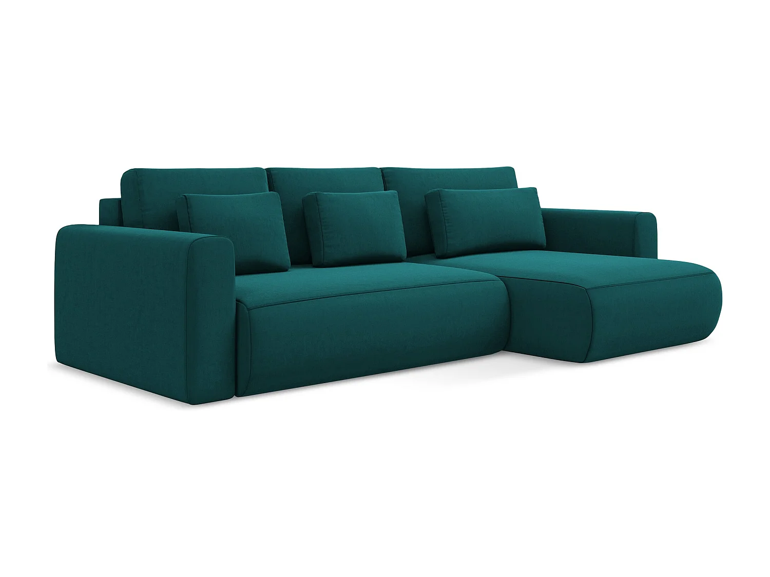 Ecksofa mit Schlaffunktion - Ecke Rechts - Samt - Marine - KAPUA