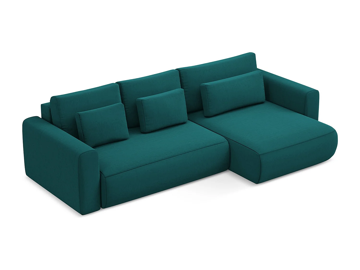 Ecksofa mit Schlaffunktion - Ecke Rechts - Samt - Marine - KAPUA