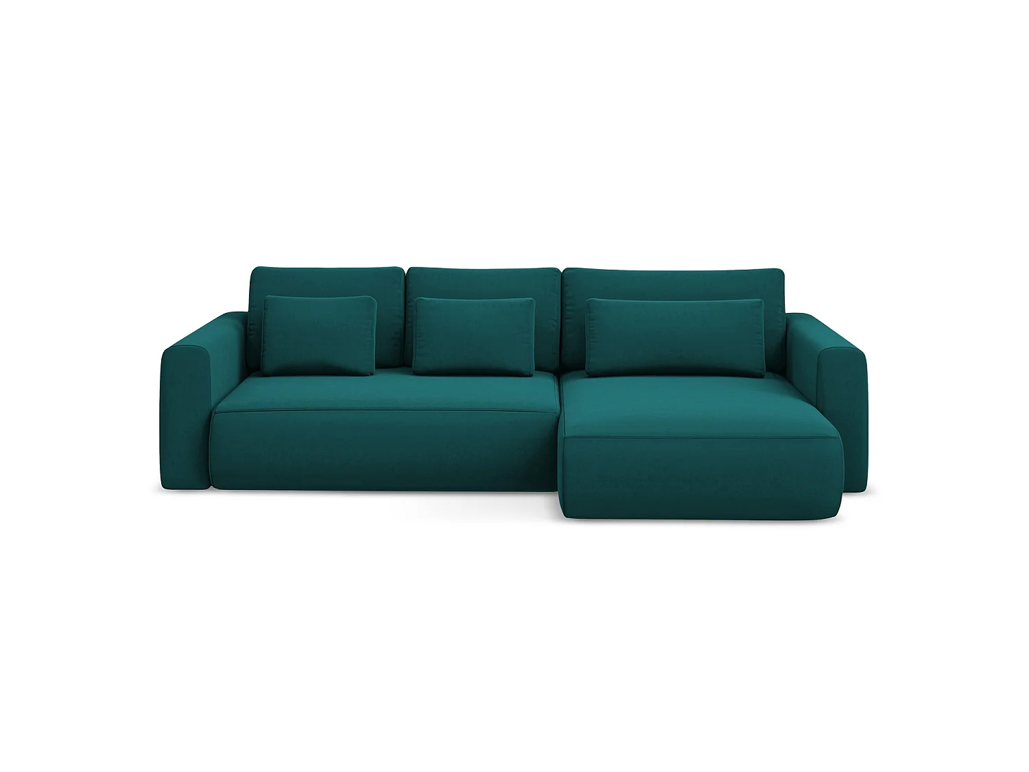 Canapé d'angle droit convertible en velours - marin - PERUGIA