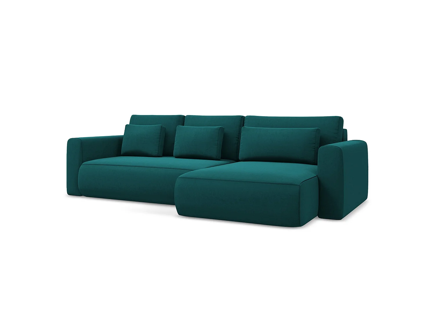 Canapé d'angle droit convertible en velours - marin - PERUGIA