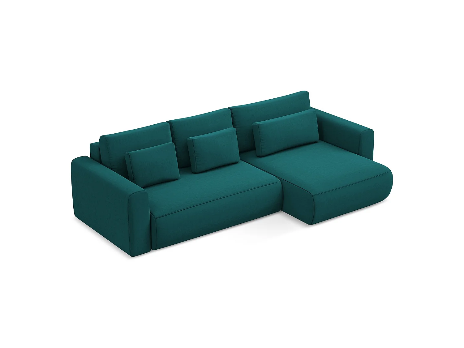 Canapé d'angle droit convertible en velours - marin - PERUGIA