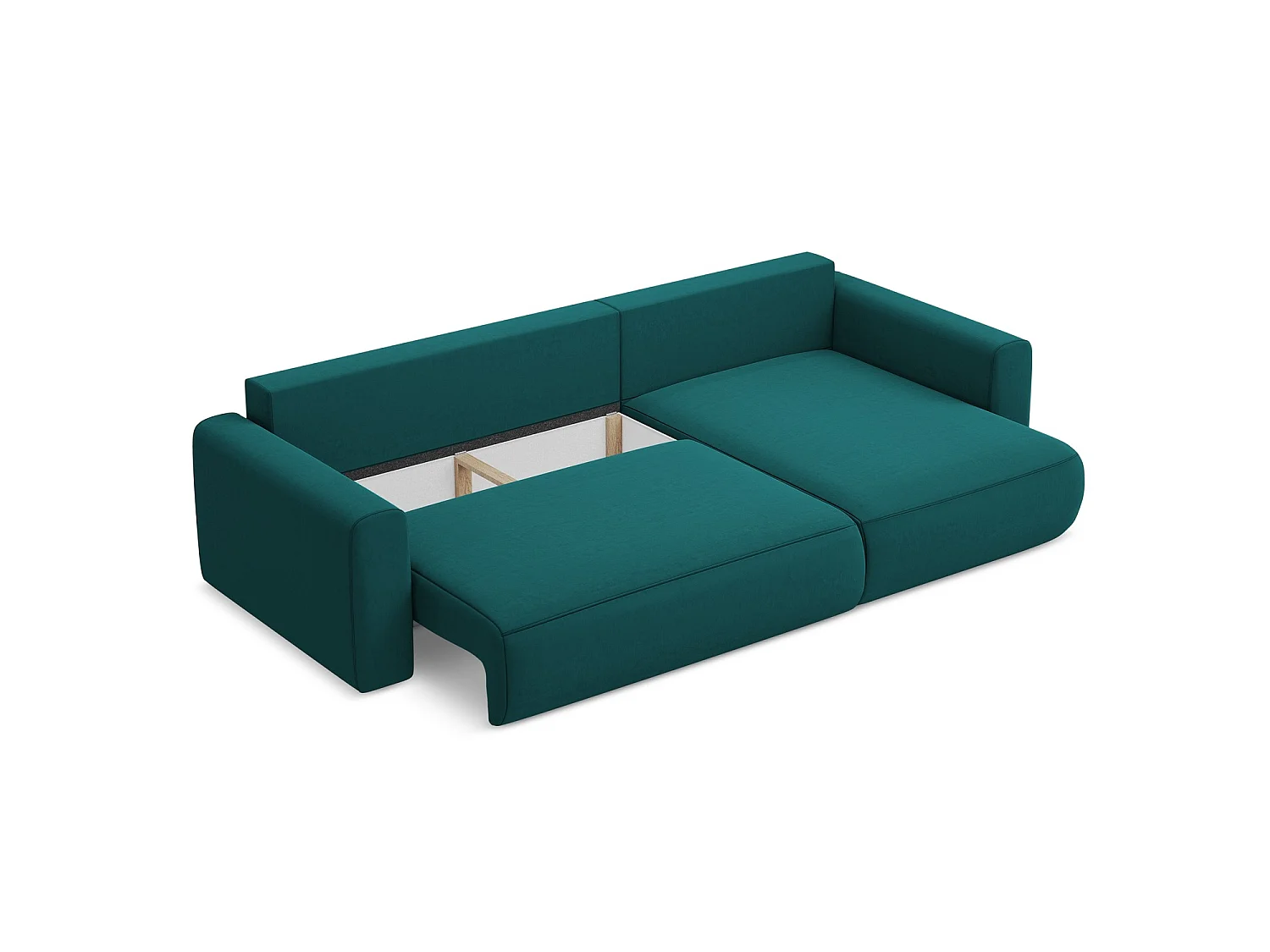 Canapé d'angle droit convertible en velours - marin - PERUGIA