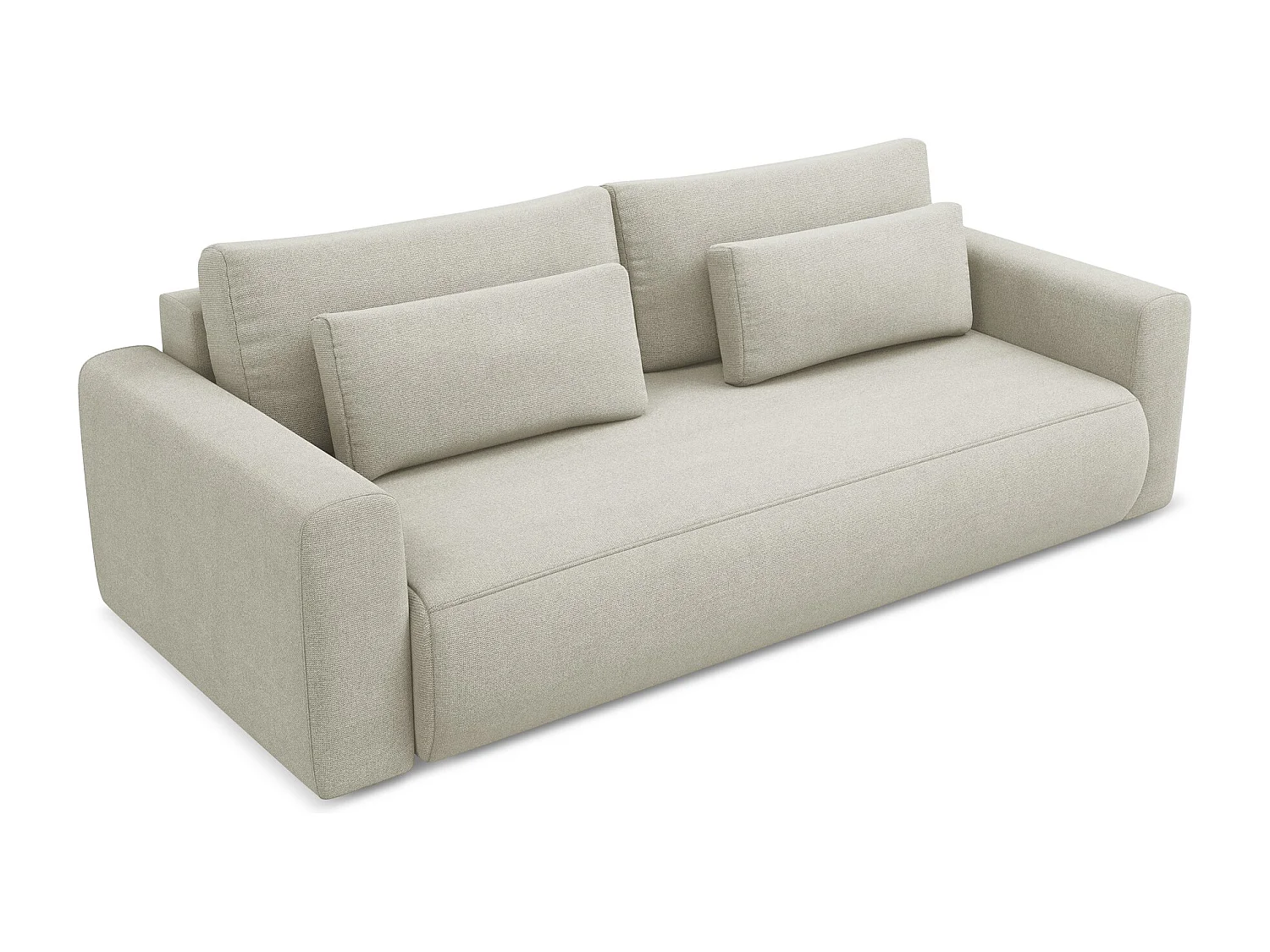 Sofá cama de 3 plazas de tela texturizada beige claro - KAPUA