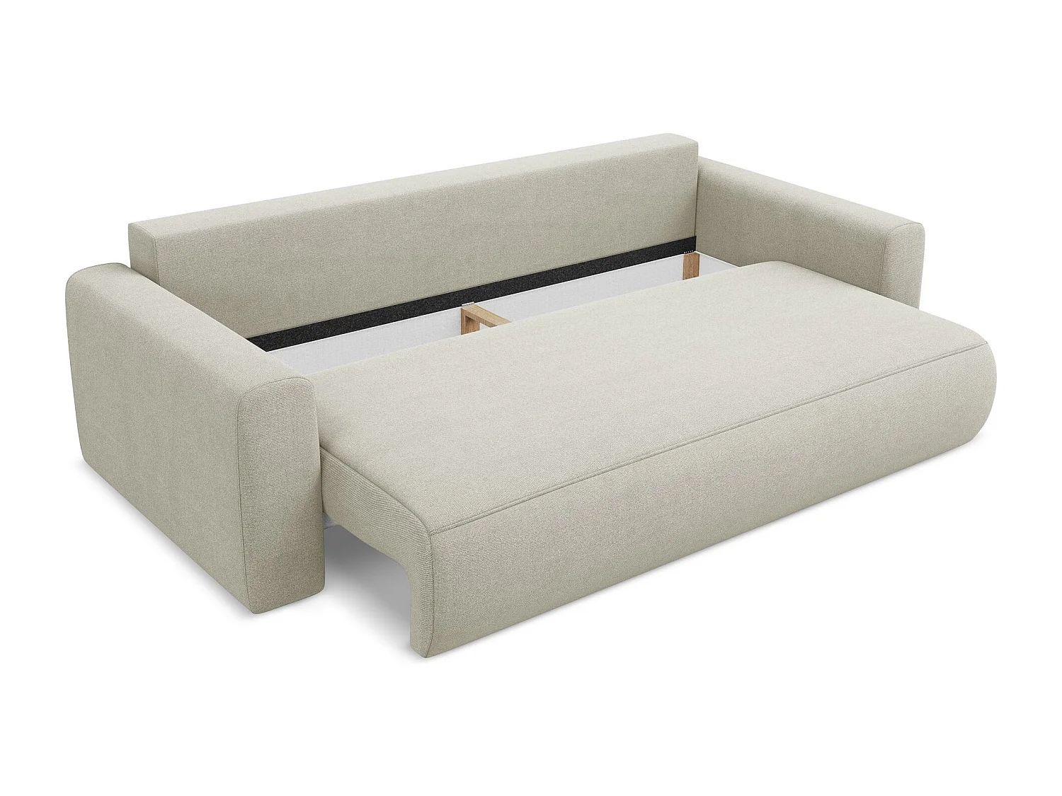 Sofá cama de 3 plazas de tela texturizada beige claro - KAPUA