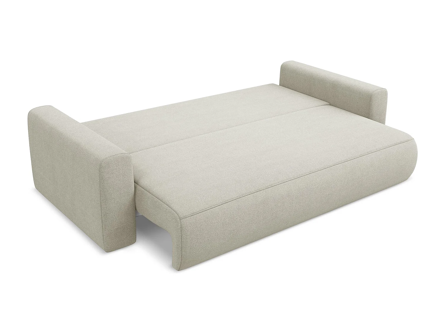 Driezits-slaapbank van lichtbeige textuurstof - KAPUA