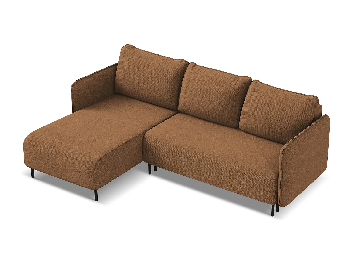 3-Sitzer Ecksofa mit Schlaffunktion - Ecke Links - Strukturstoff - Terrakotta - LUANA