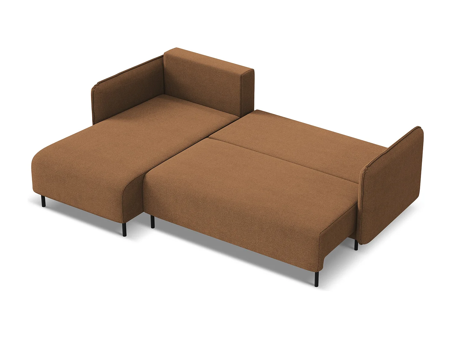 3-Sitzer Ecksofa mit Schlaffunktion - Ecke Links - Strukturstoff - Terrakotta - LUANA