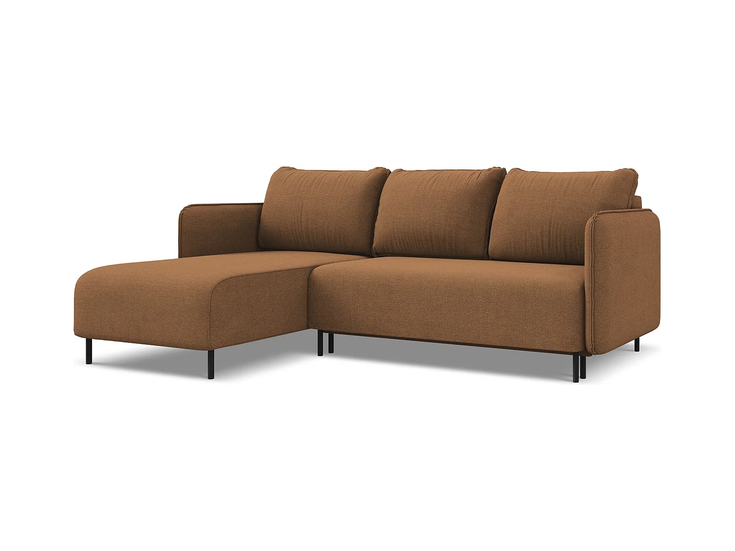 3-Sitzer Ecksofa mit Schlaffunktion - Ecke Links - Strukturstoff - Terrakotta - LUANA