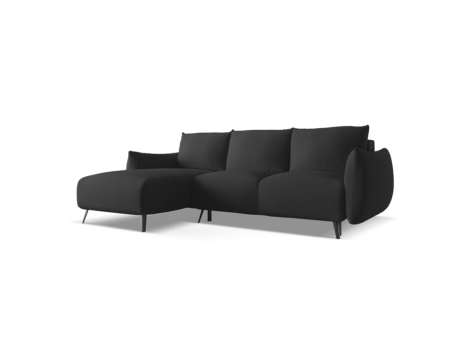 Canapé d’angle 3 places gauche convertible en tissu chenille - anthracite - GENOVA