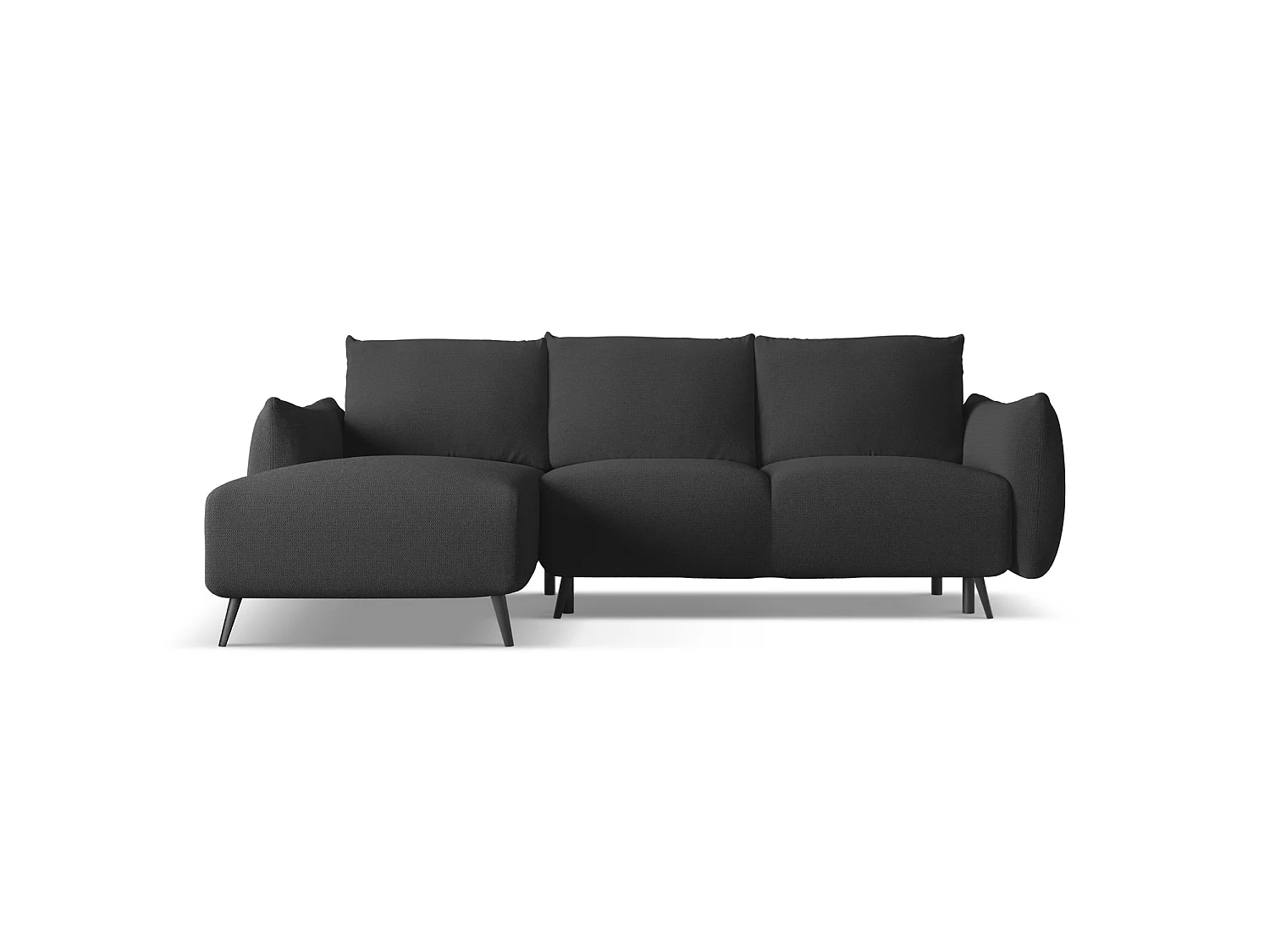 Canapé d’angle 3 places gauche convertible en tissu chenille - anthracite - GENOVA