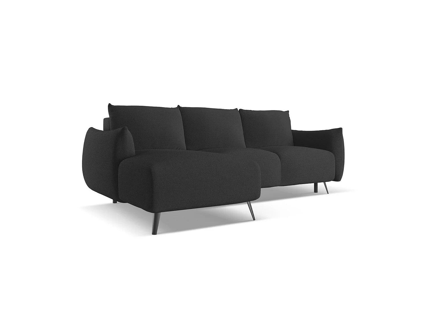 Canapé d’angle 3 places gauche convertible en tissu chenille - anthracite - GENOVA