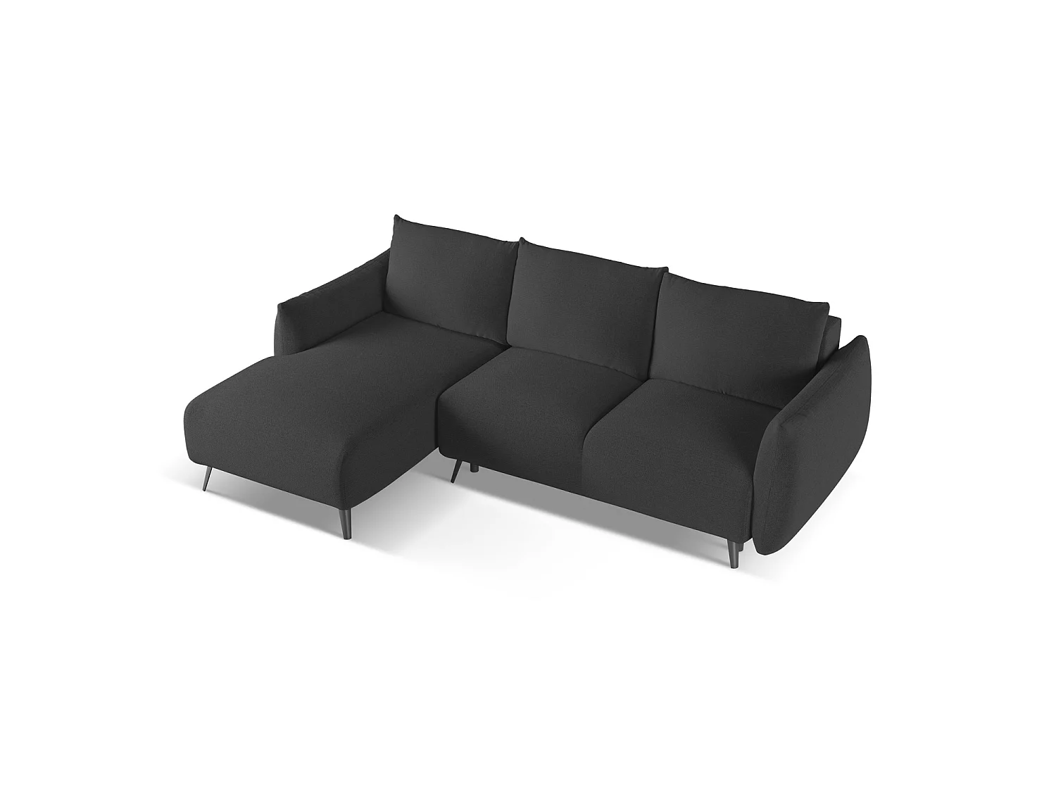 Canapé d’angle 3 places gauche convertible en tissu chenille - anthracite - GENOVA