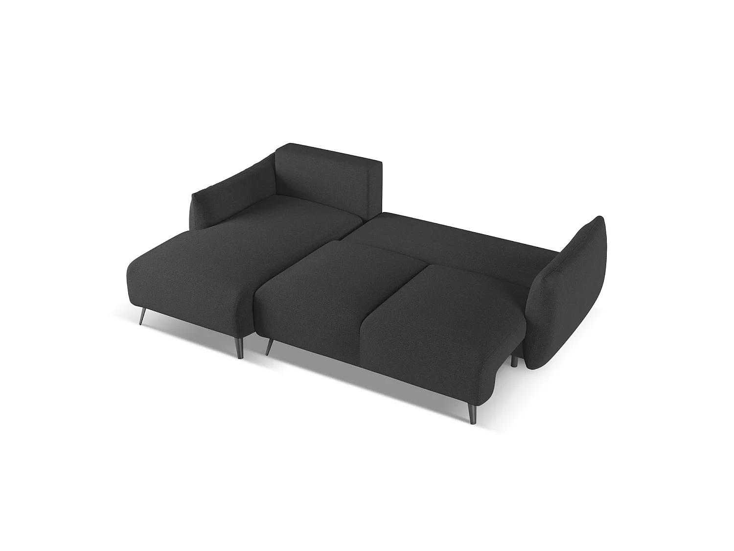 Canapé d’angle 3 places gauche convertible en tissu chenille - anthracite - GENOVA