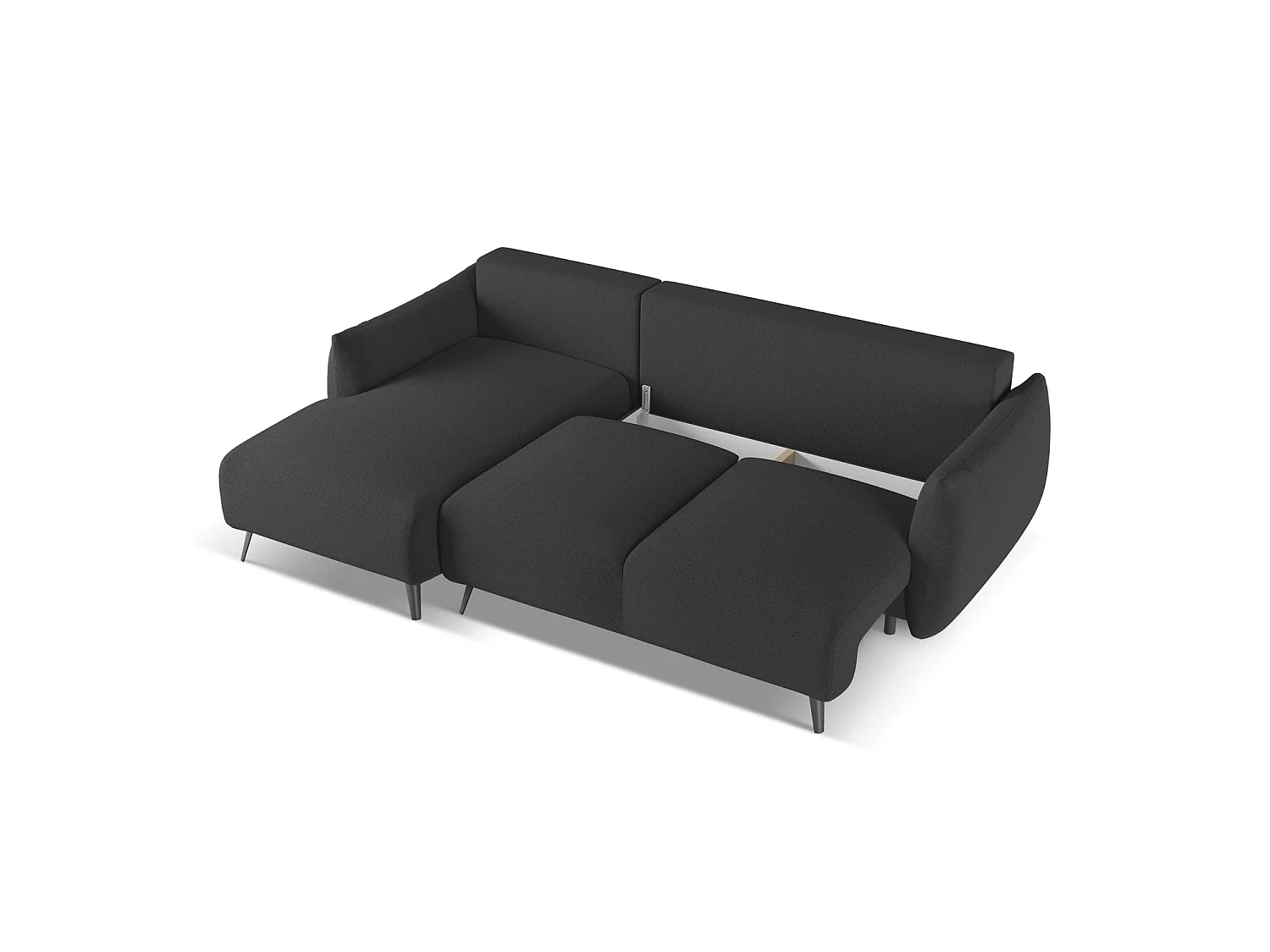 Canapé d’angle 3 places gauche convertible en tissu chenille - anthracite - GENOVA