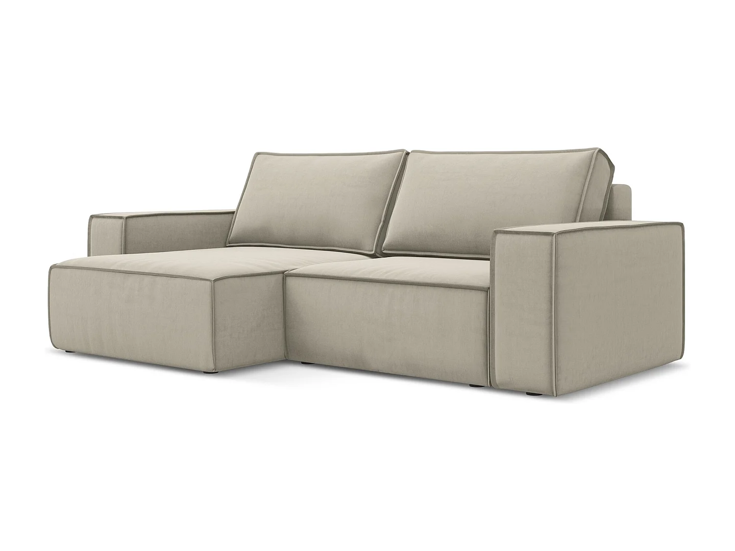 2-Sitzer Ecksofa mit Schlaffunktion - Ecke Links - Samt - Perle - KIMO