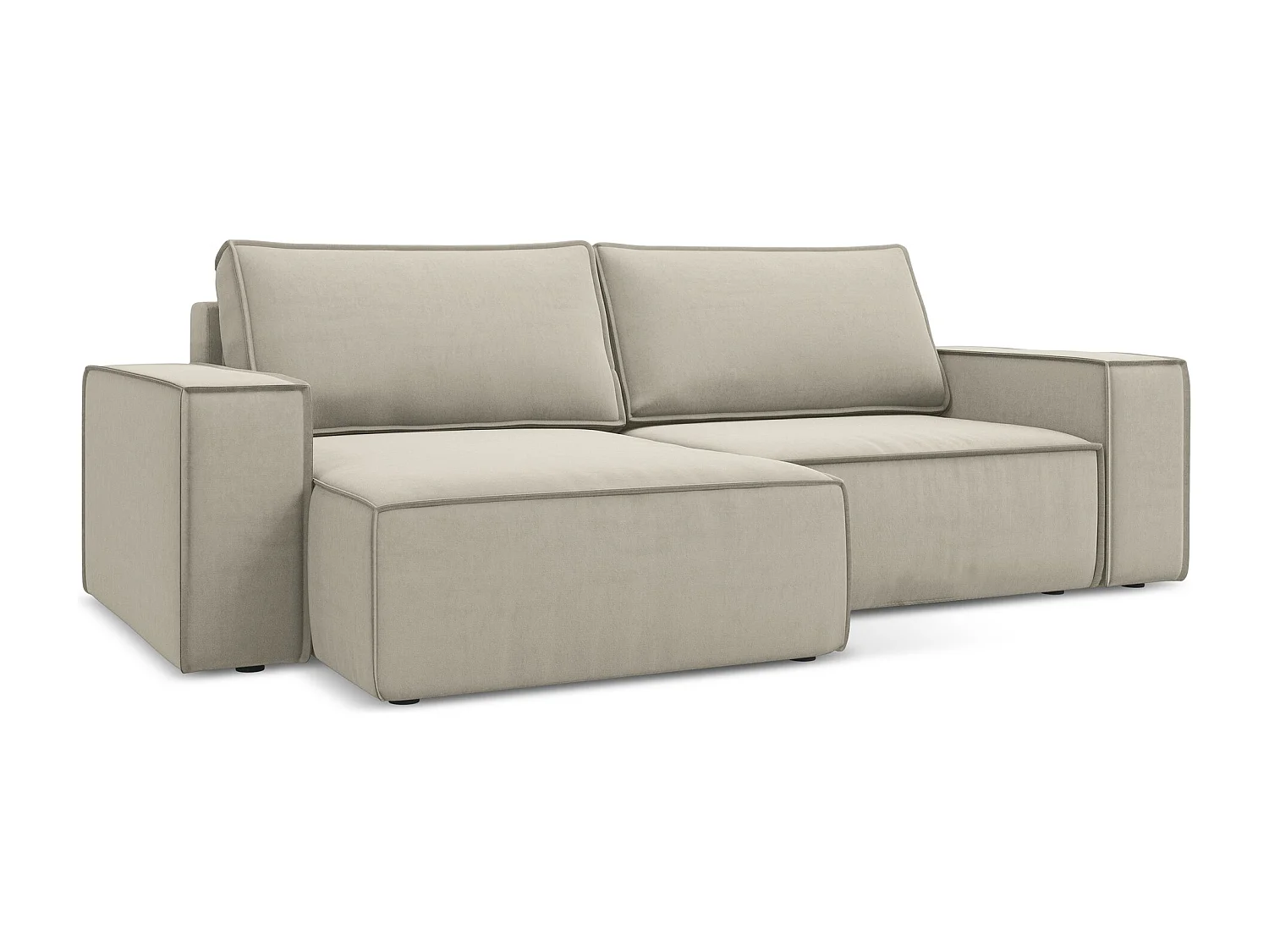 2-Sitzer Ecksofa mit Schlaffunktion - Ecke Links - Samt - Perle - KIMO