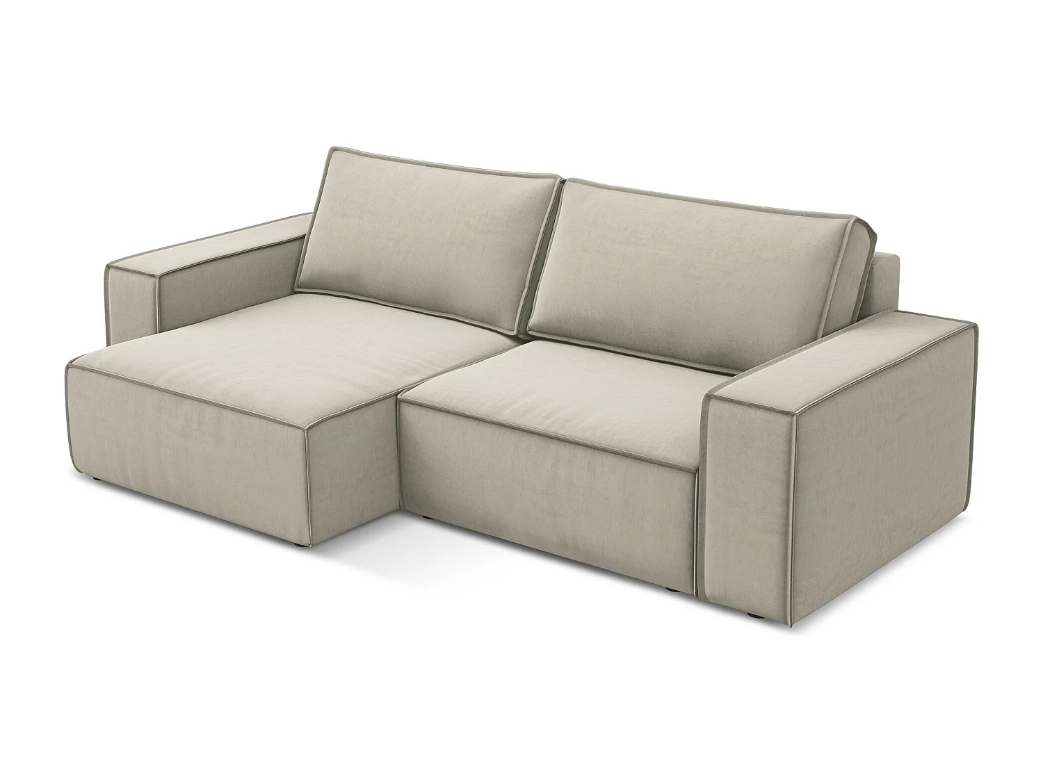 2-Sitzer Ecksofa mit Schlaffunktion - Ecke Links - Samt - Perle - KIMO