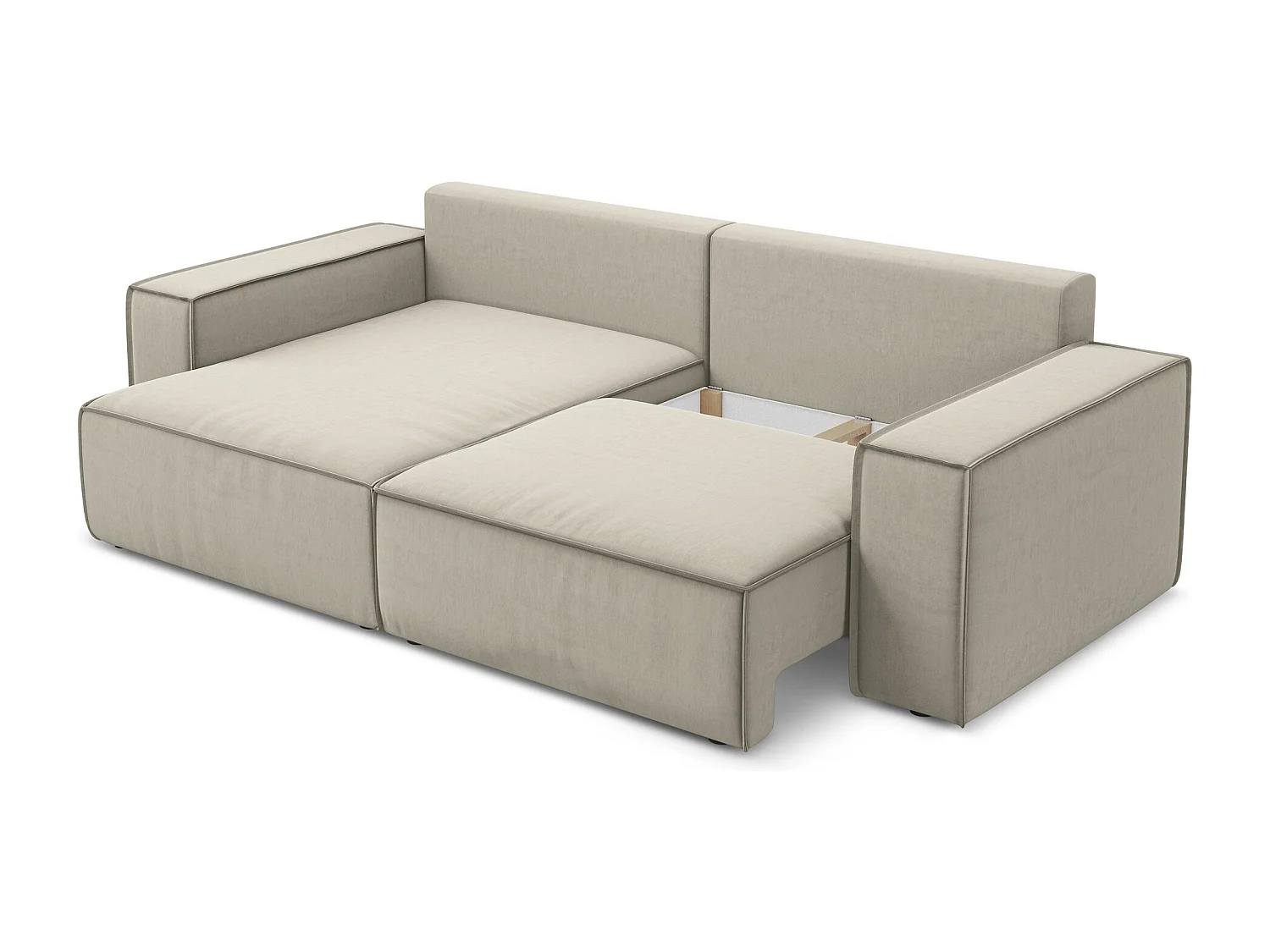 2-Sitzer Ecksofa mit Schlaffunktion - Ecke Links - Samt - Perle - KIMO