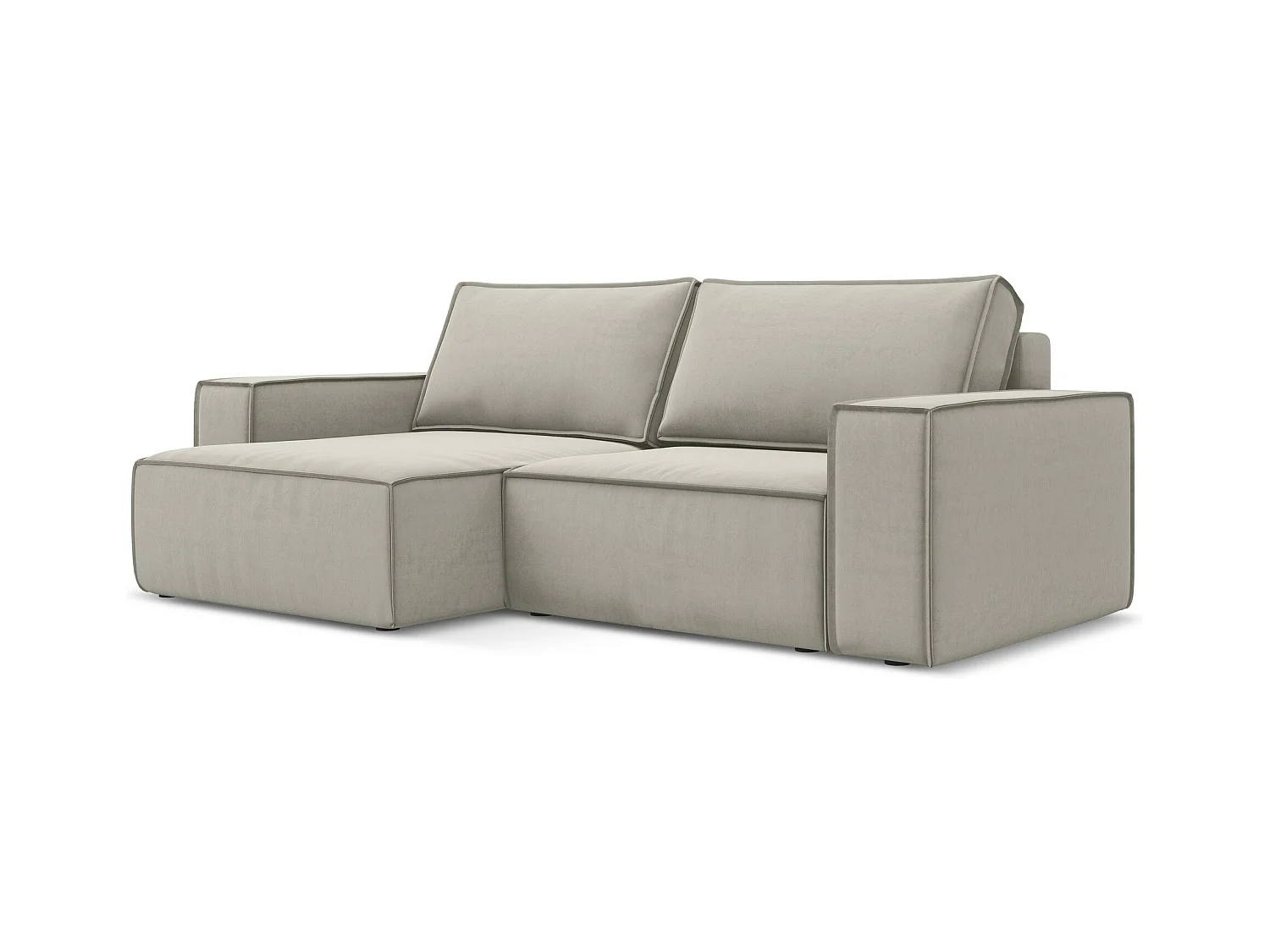 2-Sitzer Ecksofa mit Schlaffunktion - Ecke Links - Samt - Perle - KIMO