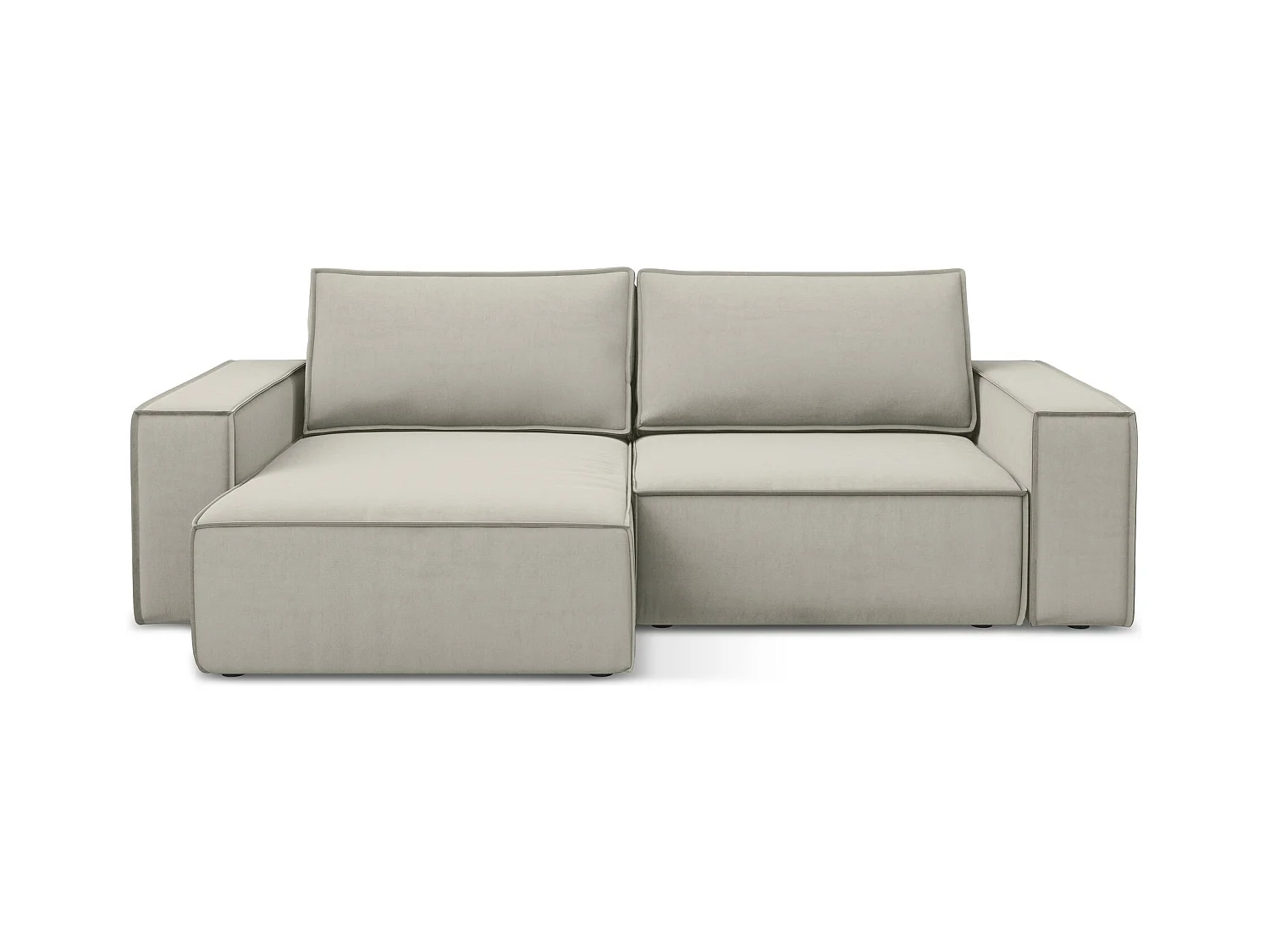 Narożnik lewostronny z funkcją spania - z tkaniny welwetowej - perłowy - KIMO