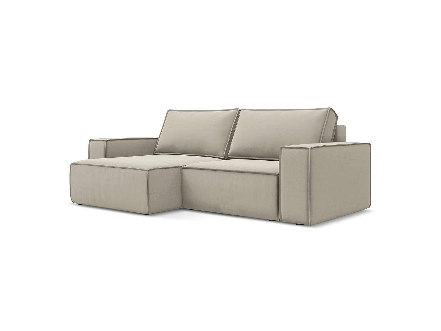 2-Sitzer Ecksofa mit Schlaffunktion - Ecke Links - Samt - Perle - LIVORNO