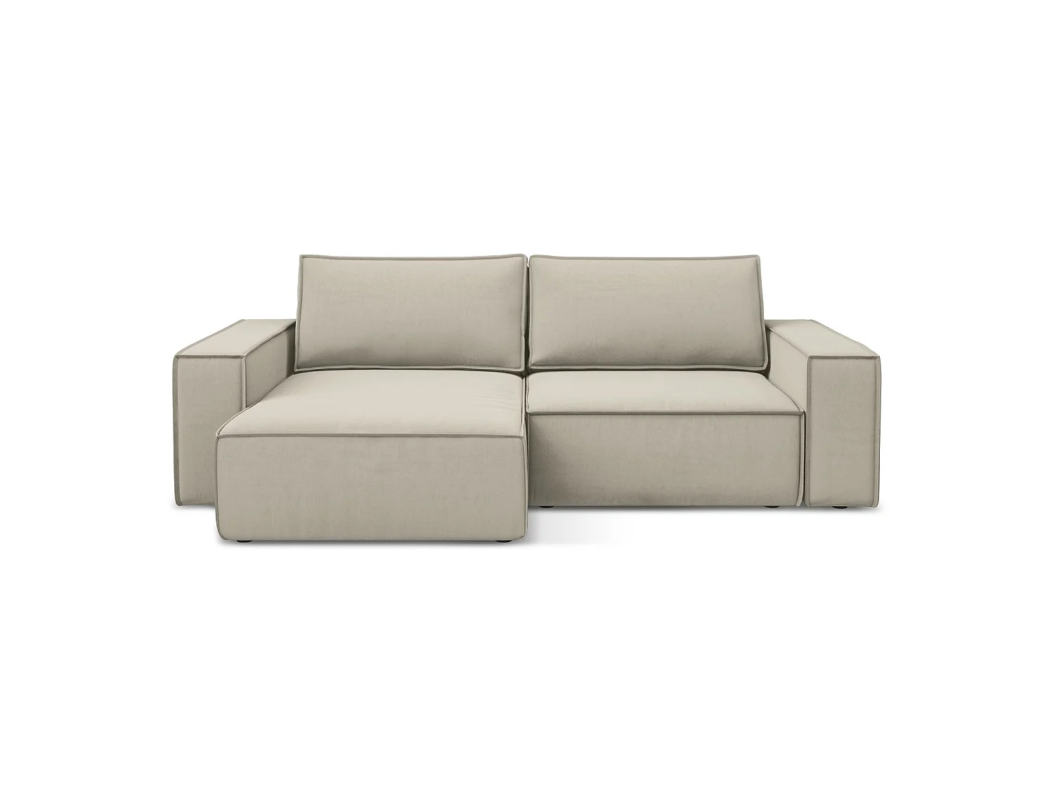 2-Sitzer Ecksofa mit Schlaffunktion - Ecke Links - Samt - Perle - LIVORNO