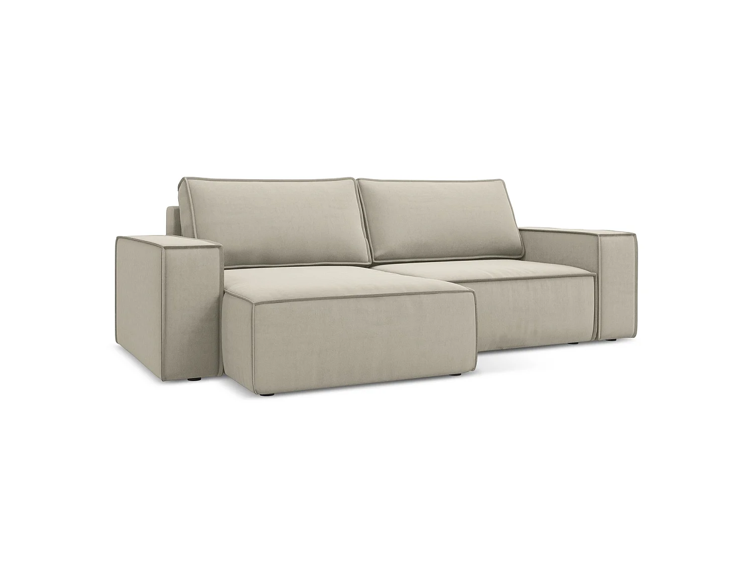 2-Sitzer Ecksofa mit Schlaffunktion - Ecke Links - Samt - Perle - LIVORNO