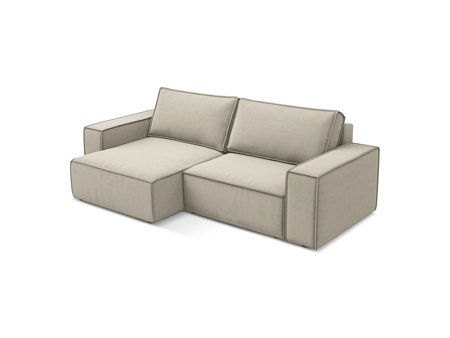 2-Sitzer Ecksofa mit Schlaffunktion - Ecke Links - Samt - Perle - LIVORNO